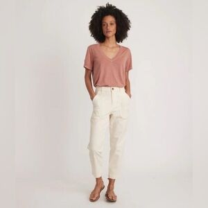 Marine Layer Maya Slim Straight Utility Pant in Antique White